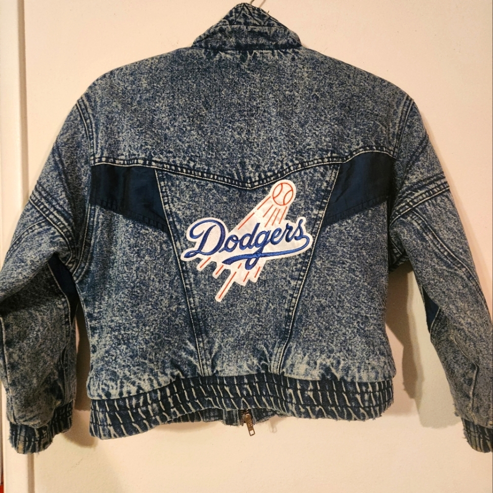Vintage Denim Jacket With Dodgers Patch